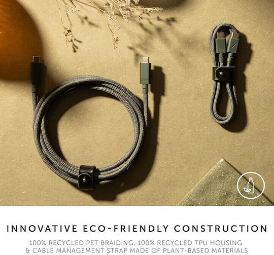 Native Union Belt USB 2.0 Cable USB-C male - USB-C 240W PD Πράσινο 2.4m