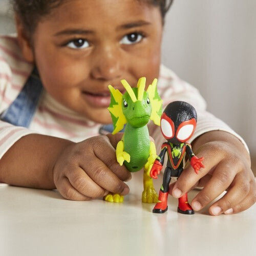 Фигура за Действие Spidey And His Amazing Friends Spider-Man Dino-Webs, Miles Spin Morales And S Electrosaurus 10см.