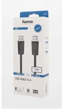 HAMA USB 3.0 Cable USB-A male - USB-A male Μαύρο 1.5m 00200624
