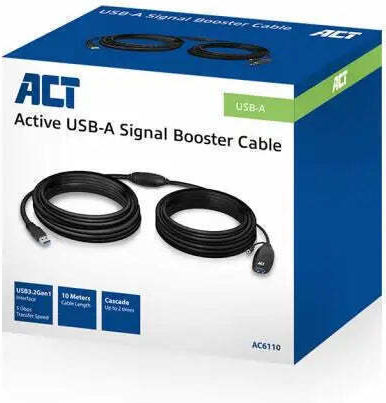 Act USB 2.0 Kabel USB-A-Buchse - USB-A-Stecker / DC Schwarz 10m