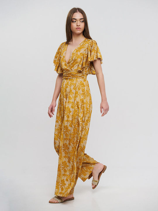 Damen Einteiler Anzug Brown/mustard