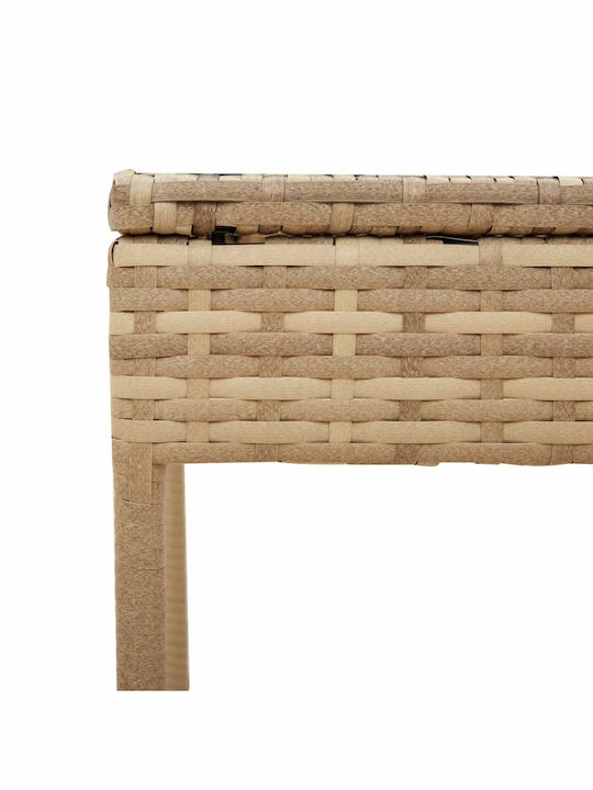 Liegestuhl Rattan mit Kissen & Sonnenschirm Beige mit Tisch 2Stück 89x200x60cm.