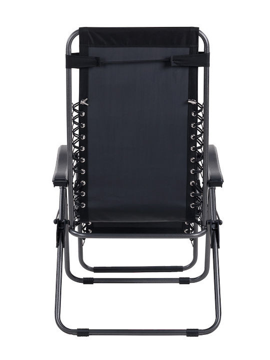 Aluminum Garden & Pool Deckchair with Pillow Black 94x65x114cm
