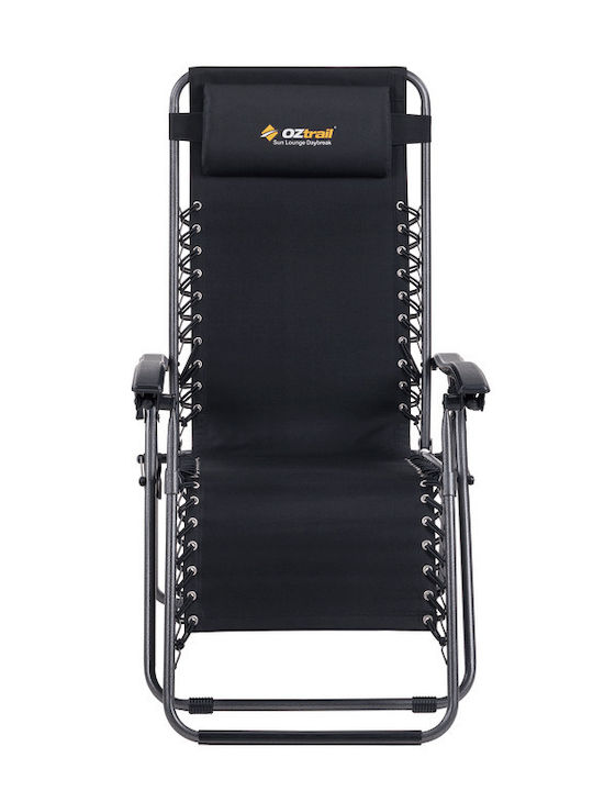 Aluminum Garden & Pool Deckchair with Pillow Black 94x65x114cm