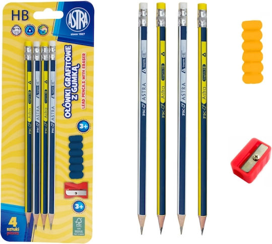 Astra Pencil HB Set with Eraser Gray 4pcs
