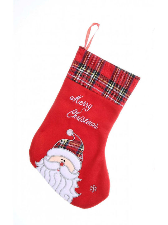 Weihnachtliche Dekorative Socke mit Άγιο Βασίλη L30xB15cm. Rot