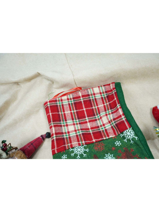 Șosetă Decorativă de Crăciun cu Ren L40xl20cm. Verde