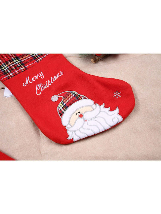 Weihnachtliche Dekorative Socke mit Άγιο Βασίλη L30xB15cm. Rot