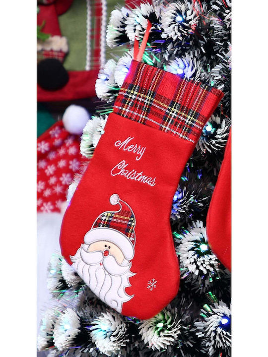 Weihnachtliche Dekorative Socke mit Άγιο Βασίλη L30xB15cm. Rot