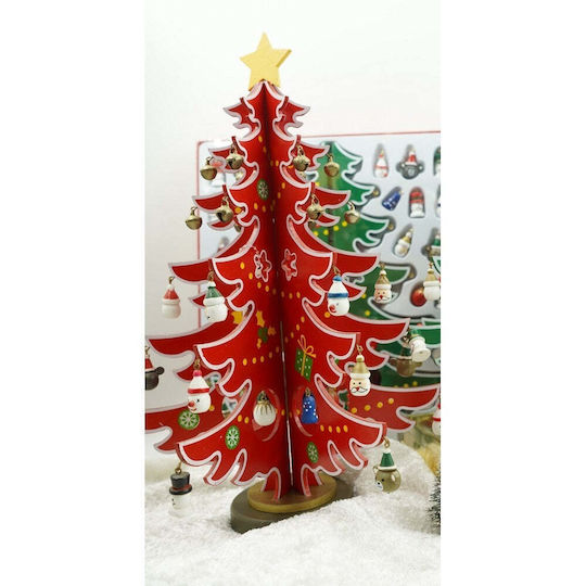 Decorațiune de Crăciun Lemn Braduleț 33cm. Roșu