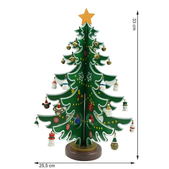 Christmas Decorative Wood Tree 33cm Green