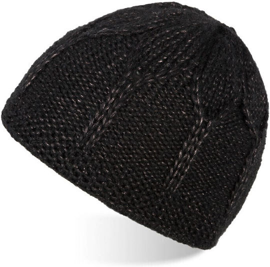 Frauen Set mit Beanie Gestrickt in Schwarz Farbe