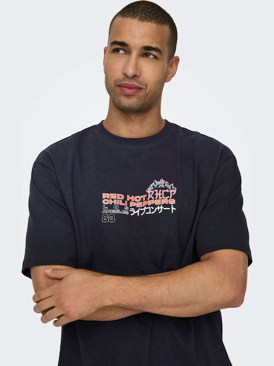 Only & Sons T-shirt Marineblau Kalifornication-Einstellung