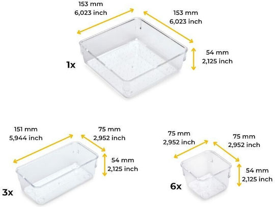 Emuca Schubladenorganisator mit Schubladen & Trennzeichen Transparent 10Stücke 30,3x30,3x5,4cm