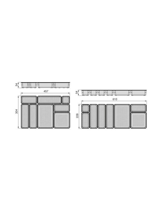 Emuca Organizator Sertar Transparent 8 Bucăți 45.7x30.3x5.4cm