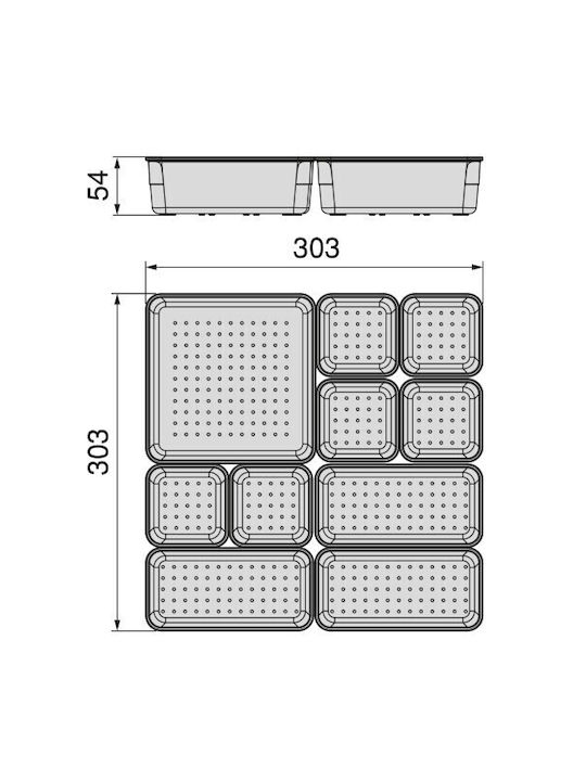 Emuca Drawer Organizer with Drawers & Dividers Transparent 10 Pieces 30.3x30.3x5.4cm