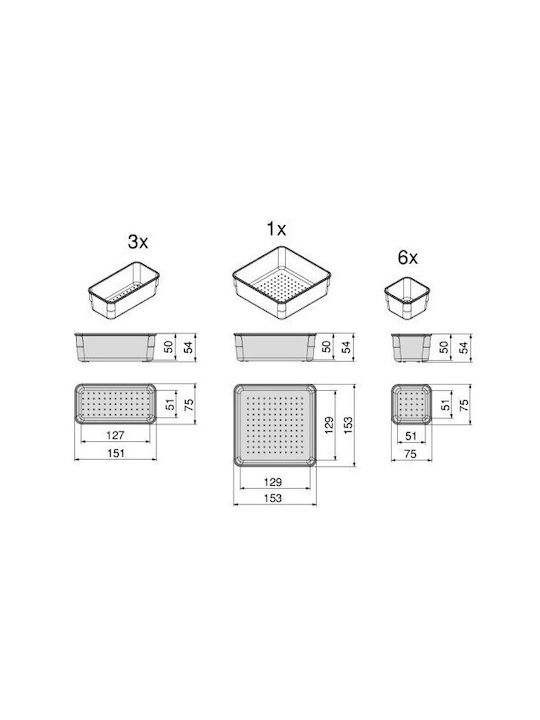 Emuca Drawer Organizer with Drawers & Dividers Transparent 10 Pieces 30.3x30.3x5.4cm