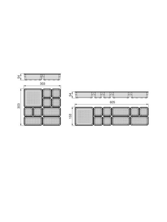 Emuca Drawer Organizer with Drawers & Dividers Transparent 10 Pieces 30.3x30.3x5.4cm