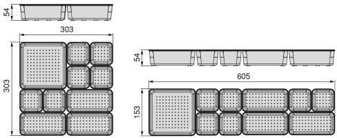 Emuca Schubladenorganisator mit Schubladen & Trennzeichen Transparent 10Stücke 30,3x30,3x5,4cm