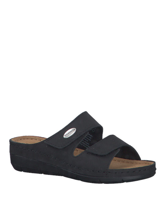 Tamaris Flatforms Leather Women's Sandals Black