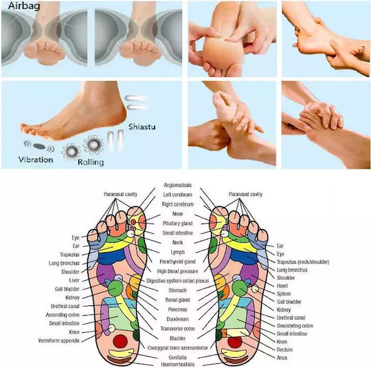 Dispozitiv de masaj Shiatsu pentru picioare cu funcție de încălzire Albastră