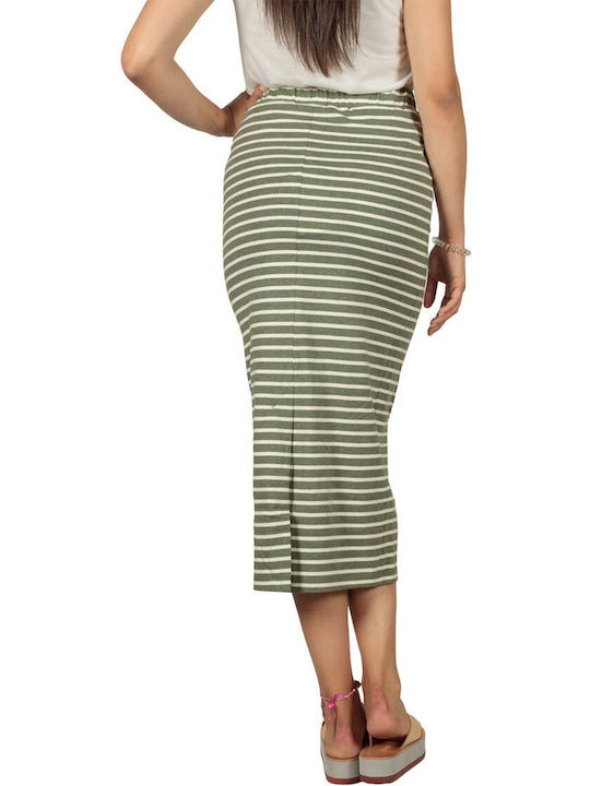 Soft Rebels High Waist Midi Skirt in Khaki color