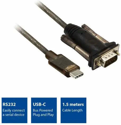 Act Ac6002 Konverter USB-C Stecker RS232 Stecker 9 Pin 1,5 m Schwarz