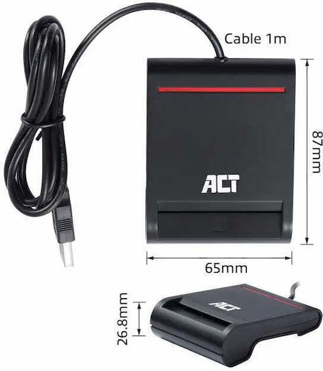 Act Ac6015 Smart Card Reader Usb 2.0 Black