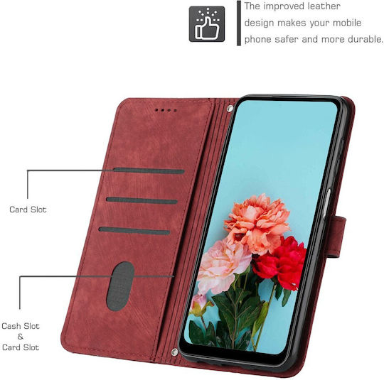 Stripe Pattern Wallet Κόκκινο (Xiaomi Poco F6 Pro 5G)