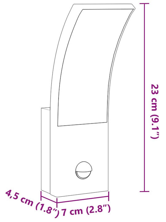 vidaXL Wandmontierte Außenleuchte LED IP54 9W mit Warmweiß Licht 7x4.5x23εκ.