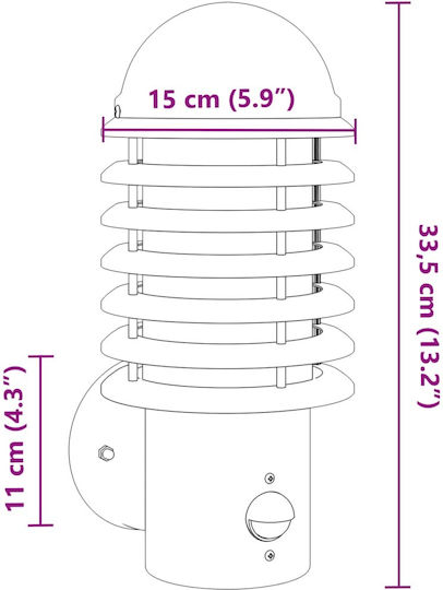 vidaXL Lumină de exterior montată pe perete E27 IP44 15x15x33.5εκ.