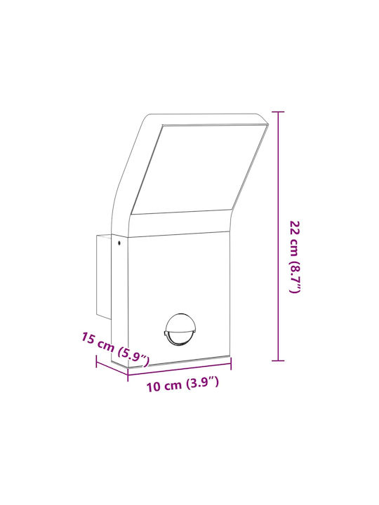 vidaXL Wall-Mounted Outdoor Light LED IP54 9W with Warm White Light 10x15x22εκ.