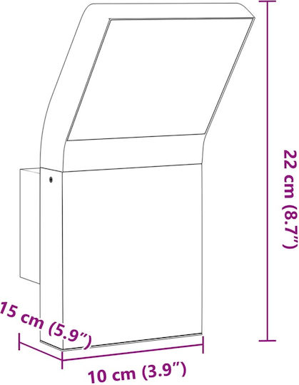 vidaXL Lumină de exterior montată pe perete LED IP54 9W cu Alb Cald Lumină 10x15x22εκ.