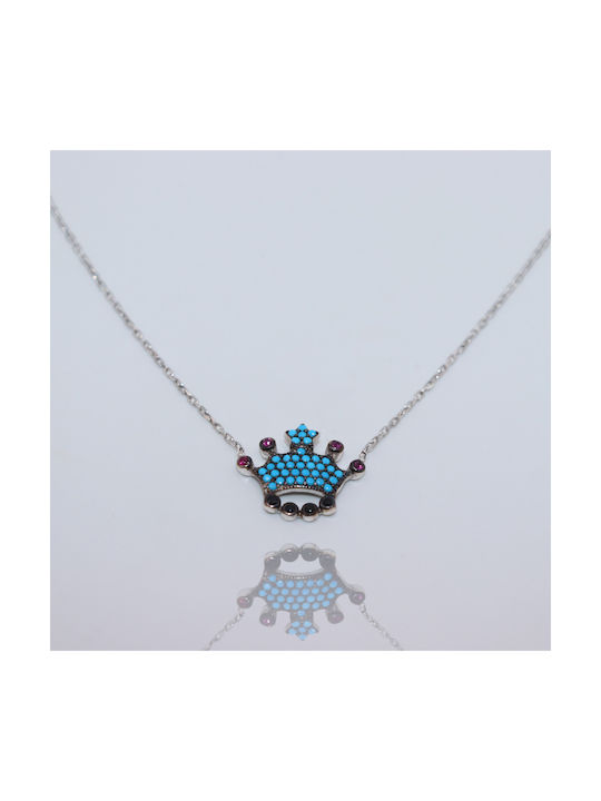 Necklace with design Tiara from Silver with Zircon