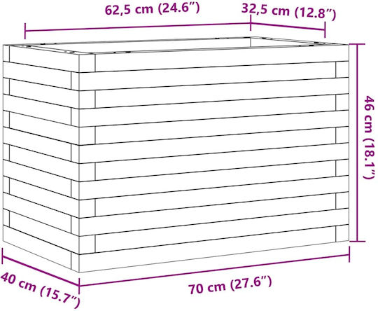 vidaXL Blumenkasten Hölzernes White 70x40x46cm.
