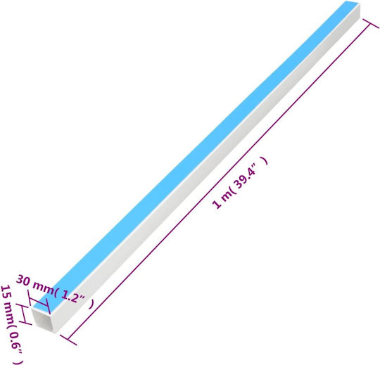 vidaXL Cable Channel with Sticker Floor made of Plastic White 1m