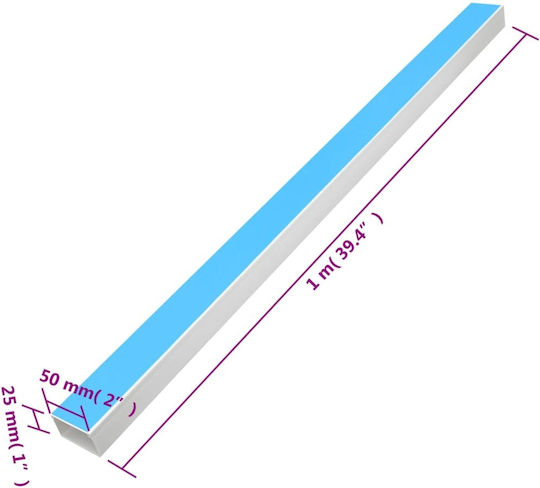 vidaXL Cable Channel with Sticker Floor made of Plastic White 1m
