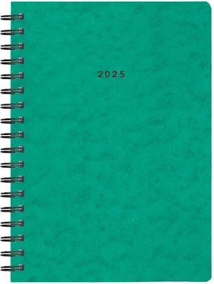 Next Diary 2025 Prespan Daily Spiral Green 17x25cm