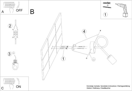 Sollux Modern Lamp Wall with Socket E27 Black 20cm