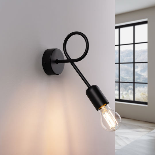 Sollux Modern Lamp Wall with Socket E27 Black 20cm
