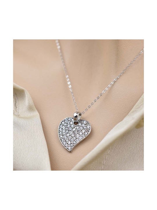 Goldjewels Necklace with design Heart from Silver with Zircon