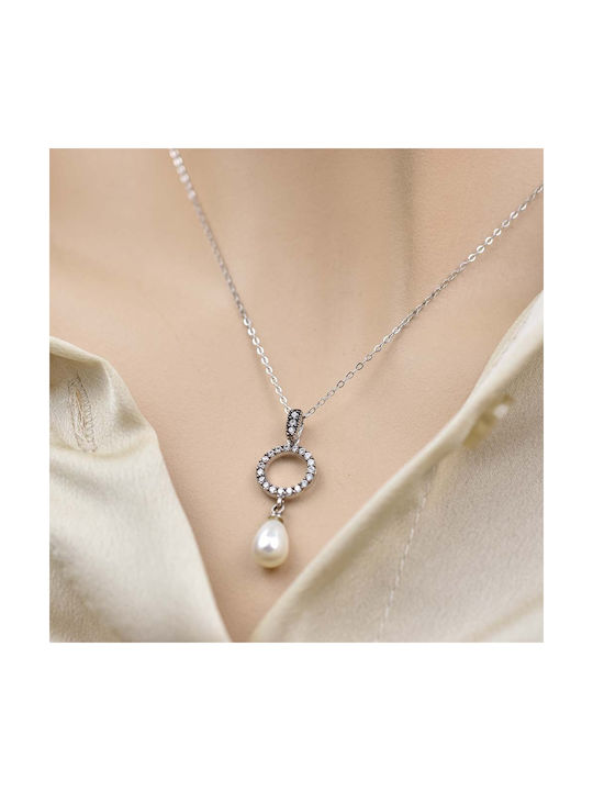 Goldjewels Necklace from Silver with Pearls & Zircon