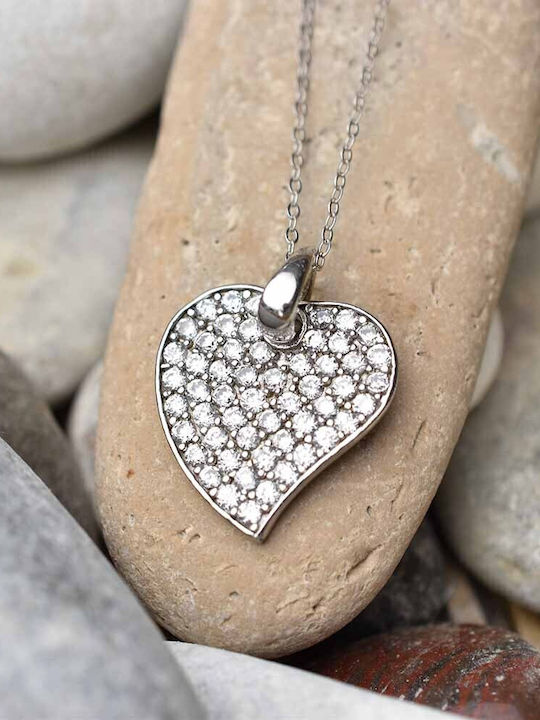 Goldjewels Κολιέ με σχέδιο Καρδιά από Ασήμι με Ζιργκόν