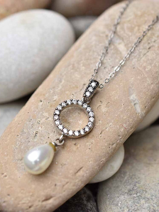 Goldjewels Κολιέ από Ασήμι με Πέρλες & Ζιργκόν