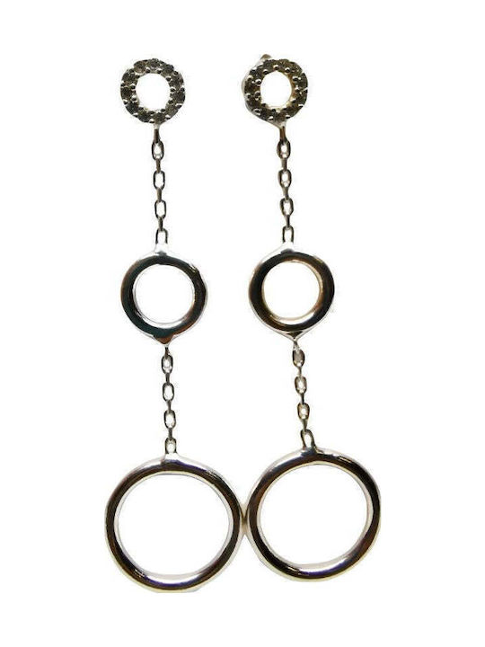 Earrings Silver 925 Three Circles Chain