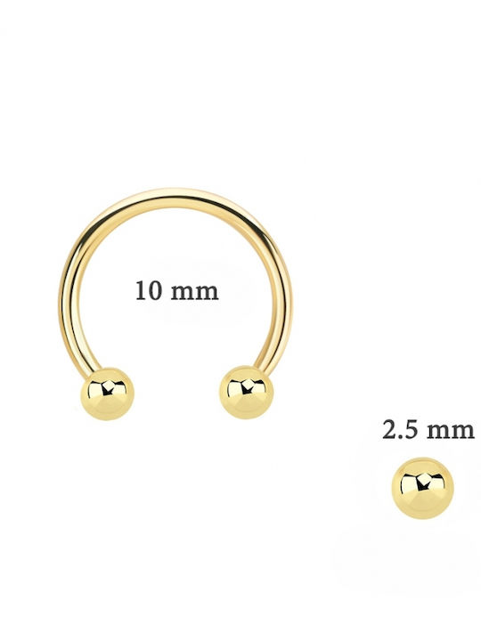 Precious Earring Circular Barbell Gold K14 2 Balls Gcbb10