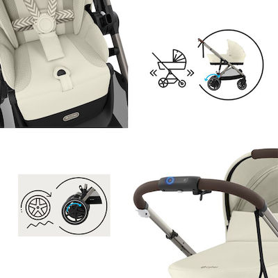 Cybex E-Gazelle S Baby Stroller Suitable for Newborn Ocean Blue Silver Frame 14.7kg