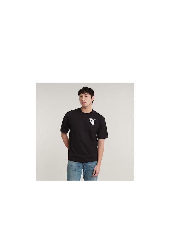 G-Star Raw T-shirt Bărbătesc cu Mânecă Scurtă Negru