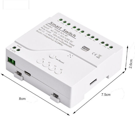 Aubess Интелигентен Превключвател 4 Канала Wi-Fi & RF
