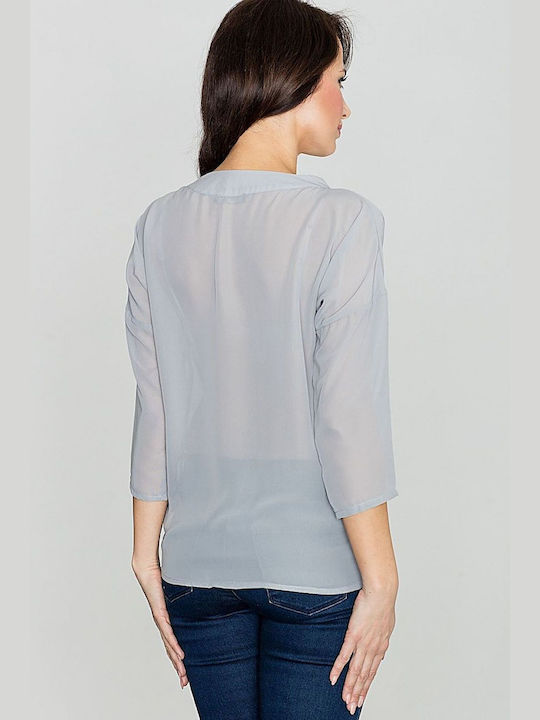 Lenitif Damen Bluse mit 3/4 Ärmel Gray